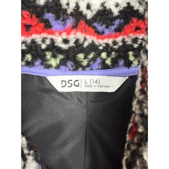 DSG Youth Girls Size L Cozy Fleece Full Zip Jacket Funky Fair Isle NWT - Picture 3 of 11